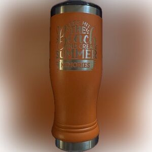 Orange 16 oz tumbler with Lid- Lets Hit The Beach And Create Summer Memories
